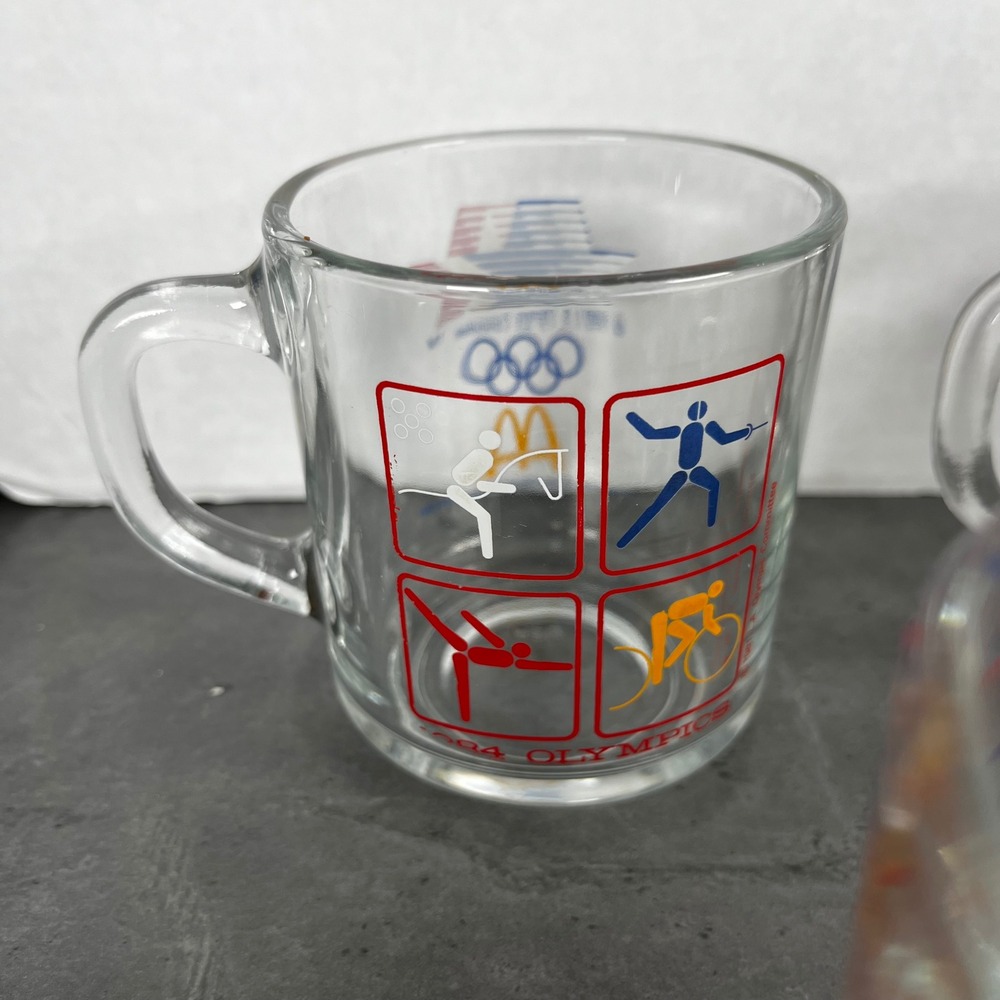 Vintage 1984 McDonald's Los‎ Angeles Olympic Games Glass Mugs Set of 6 VTG - Picture 3 of 9